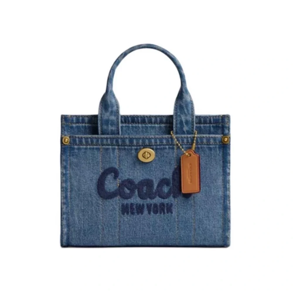 Coach Mini Cargo Denim Tote with Leather Accents